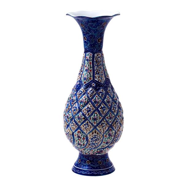 گلدان میناکاری مسی رستا طرح صراحی 163-12-102 ارتفاع 16 سانتی متر گلدان میناکاری مسی رستا طرح صراحی 163-12-102 ارتفاع 16 سانتی متر