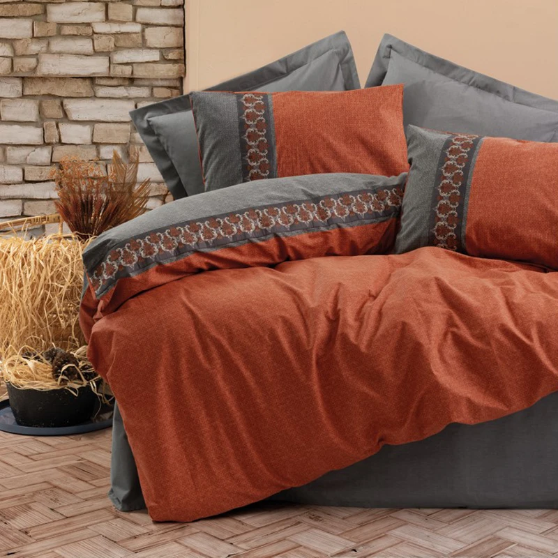 سرویس روتختی کاتن باکس مدل Folk Art Tamaya Kiremit تک نفره 3 تکه