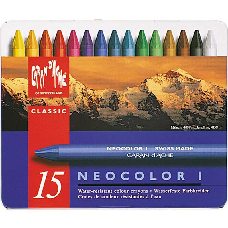 پاستل روغنی 15 رنگ Caran dAche سری Neocolor I مدل 315 پاستل روغنی 15 رنگ Caran d'Ache سری Neocolor I مدل 315