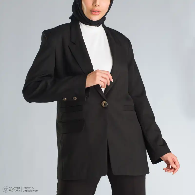 مانتو کتی زنانه گردیه مدل 312124 رنگ مشکی