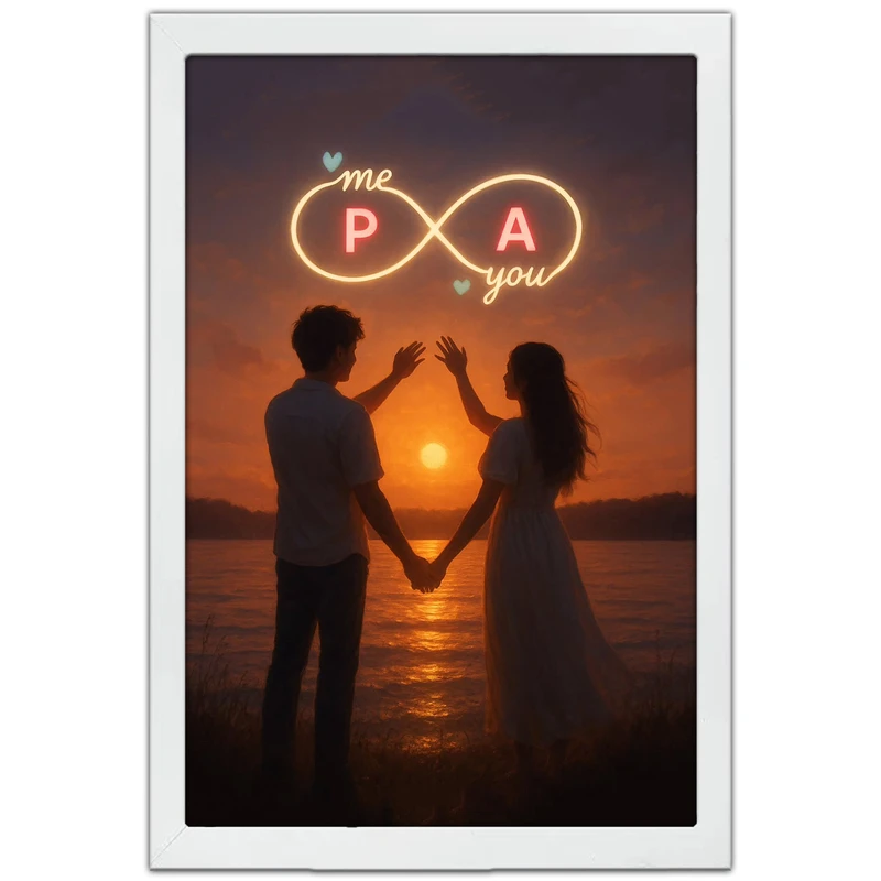 تابلو بکلیت طرح عاشقانه بی‌نهایت حروف P و A مدل W-pe130115 فریم سفید
