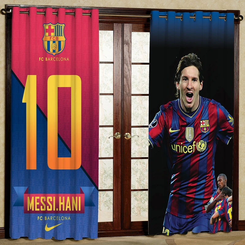 پرده مدل فوتبالی  مخمل پانچی کد 1193 سایز 140x280 سانتی متر