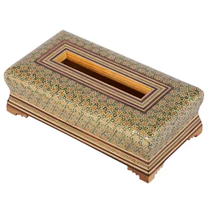 جعبه دستمال کاغذی خاتم کاری گالری گوهران مدل زبرجد کد 235