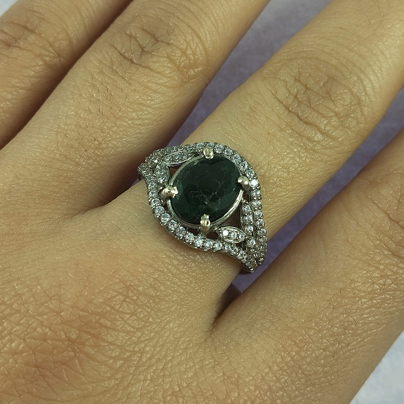 انگشتر نقره زنانه سلین کالا مدل زمرد کد 64