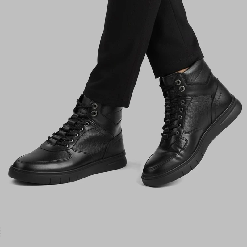 نیم بوت مردانه چرم مشهد مدل J6304-001 