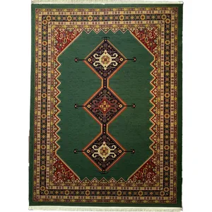 فرش ماشینی 700 شانه لک لک  زمینه سبز حاشیه سبز مدل 1912