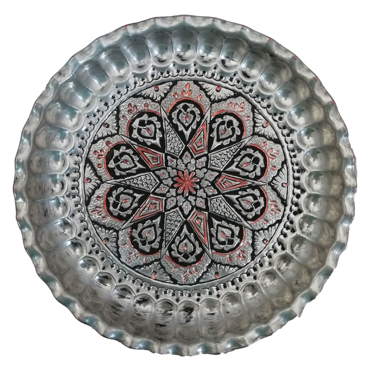 سینی مسی قلمزنی کد AL-80040092 سایز 30 سانتی متر