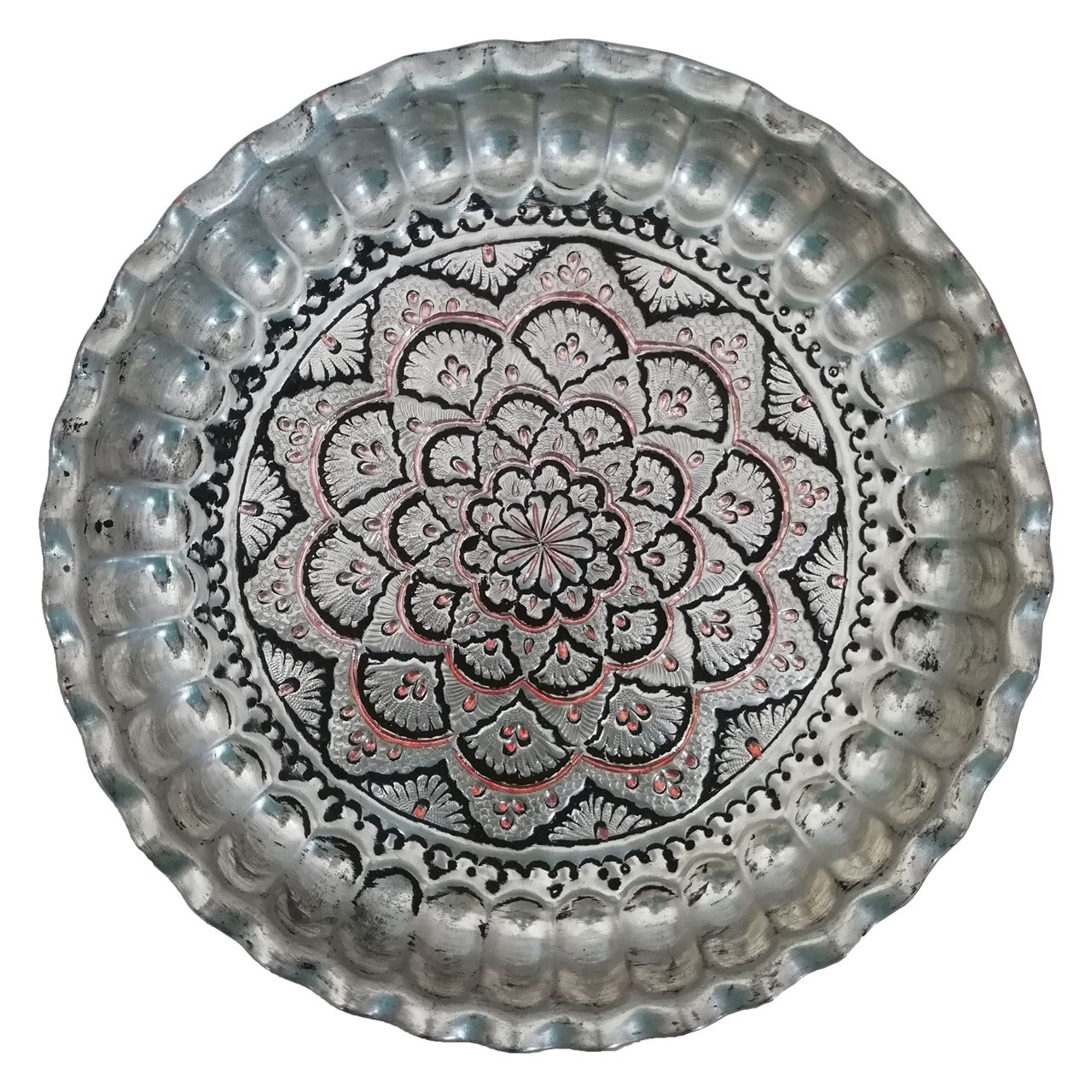 سینی مسی قلمزنی کد AL-80040093 سایز 30 سانتی متر