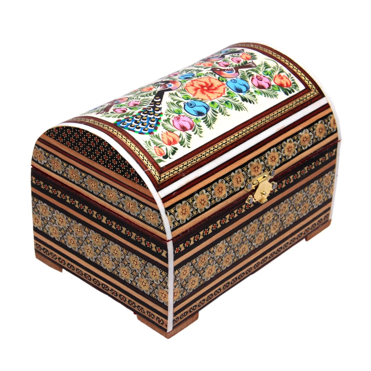 جعبه خاتم کاری چیتساز کد dkh26 مدل صندوقی گل و مرغ