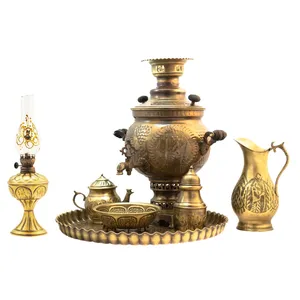 سرویس سماور ذغالی7 پارچه برنجی کد 4563