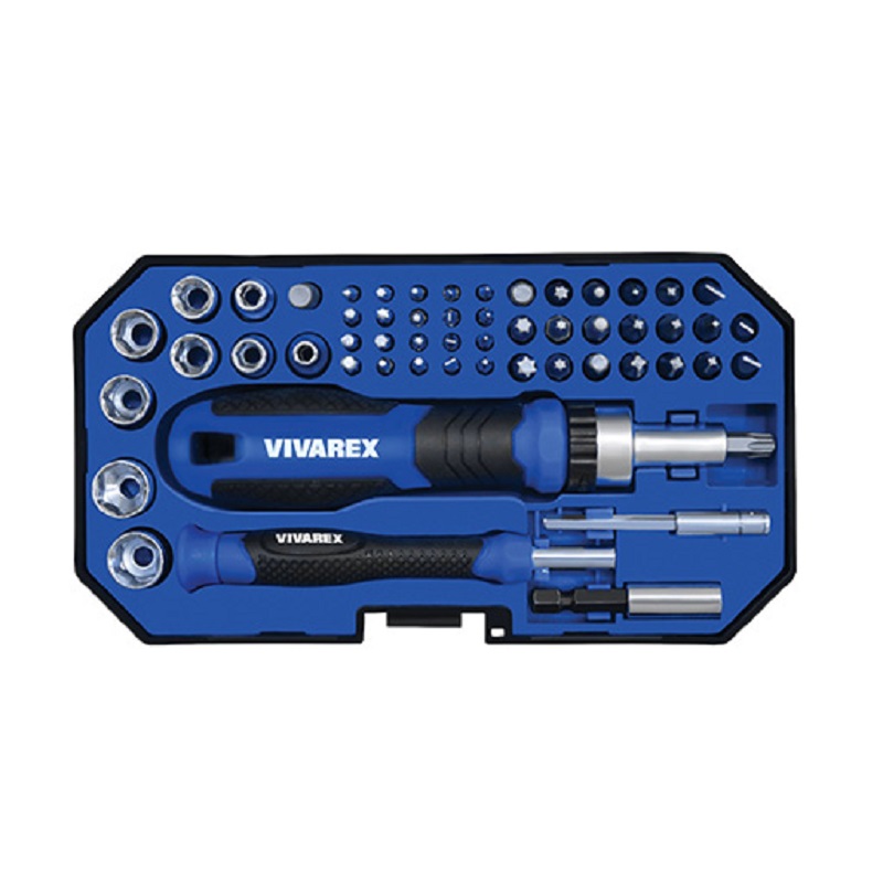 پیچ گوشتی جغجغه ای ساعتی و سری بکس ویوارکس مدل vr5565-sd مجموعه 55 عددی