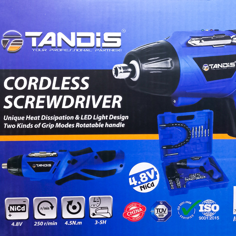 دریل پیچ گوشتی شارژی تندیس مدل T12 مجموعه 48 عددی