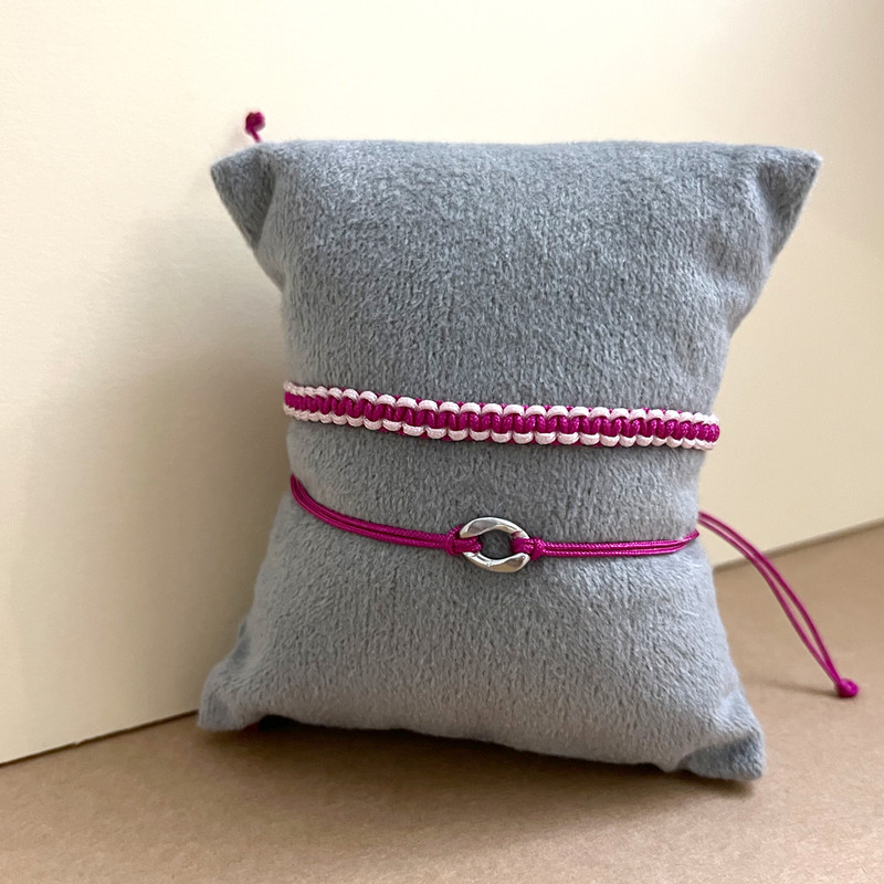 دستبند زنانه مدل مهره و بافت مجموعه 2 عددی