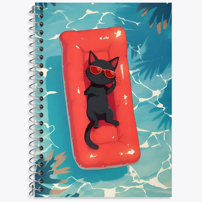 دفتر زبان 50 برگ خندالو مدل دو خط طرح گربه (Cat) کد N4408