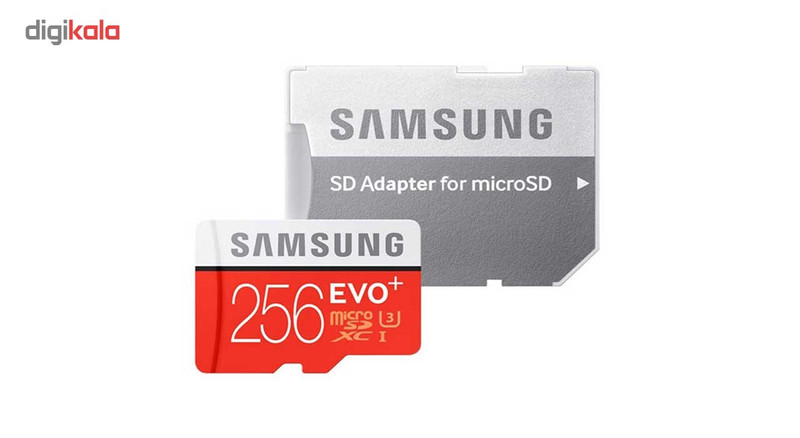 کارت حافظه microSDXC سامسونگ مدل Evo Plus کلاس 10 استاندارد UHS-I U3 سرعت 100MBps همراه با آداپتور SD ظرفیت 256 گیگابایت