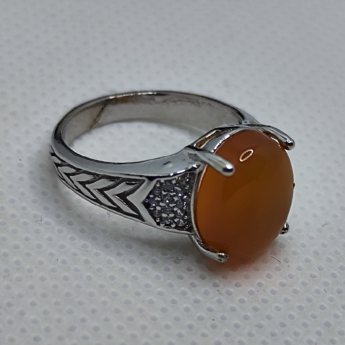 انگشتر نقره زنانه نقره جات بافندگان مدل عقیق یمانی کد 877