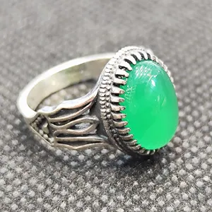 انگشتر نقره مردانه مدل سنگ عقیق خراسان کد 76