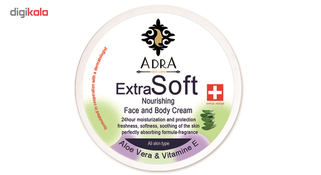 کرم مرطوب کننده و مغذی آدرا مدل عصاره آلوئه ورا حجم 200  میلی لیتر