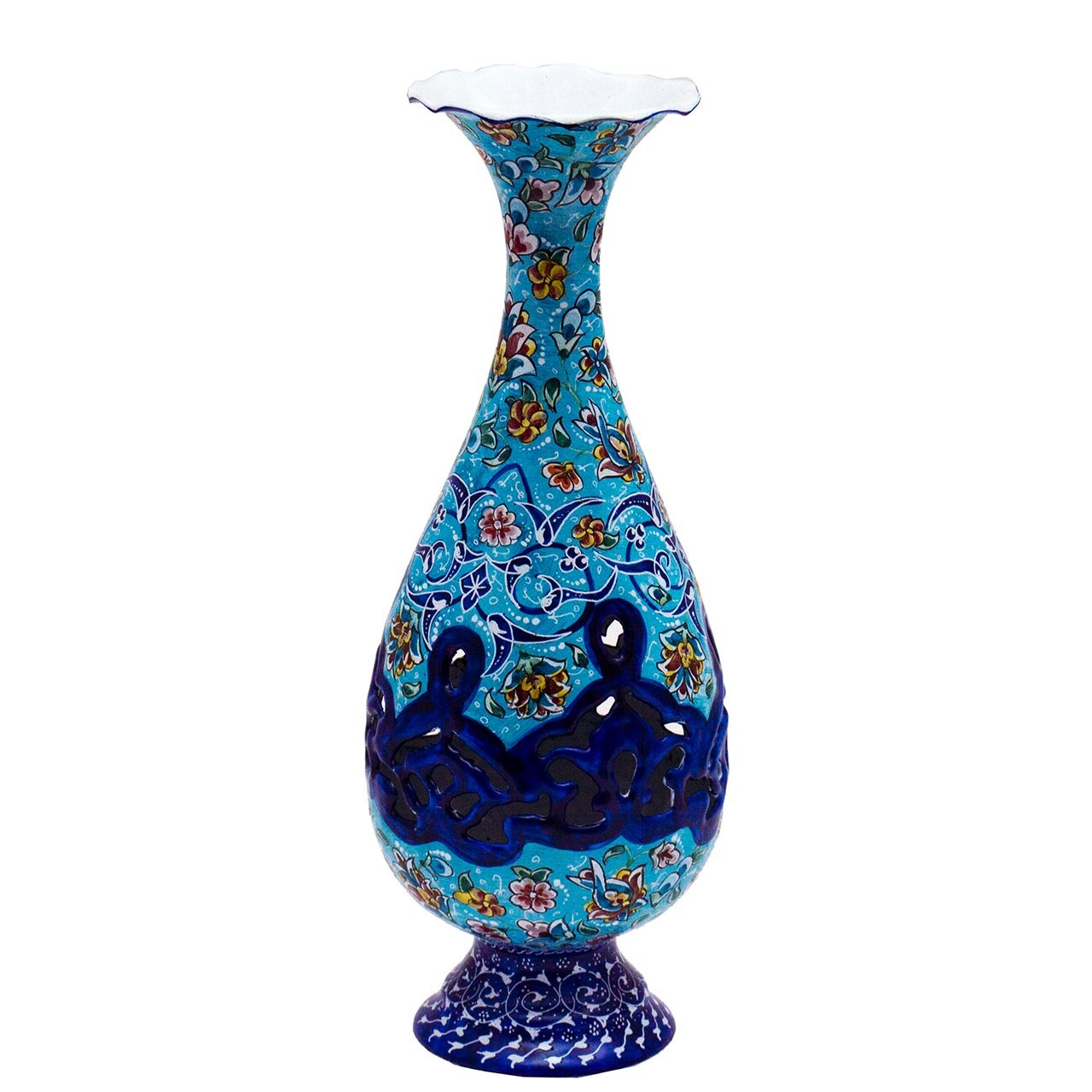 گلدان میناکاری مسی رستا طرح صراحی 136-12-102  ارتفاع 25 سانتی متر
