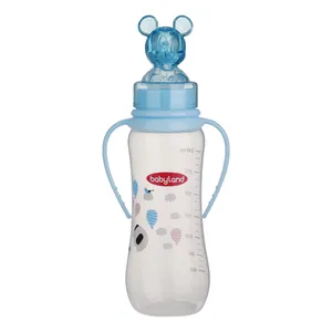 شیشه شیر بیبی لند مدل کلاسیک فندقی عروسکی دسته دار کد 05628-pp گنجایش 240 میلی لیتر