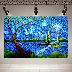 تابلو بوم طرح مخمل ونگوگ انتزاعی کد AR303791