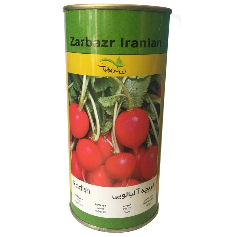 بذر تربچه آلبالویی زر بذر ایرانیان قوطی 100 گرمی کد GH100g-03