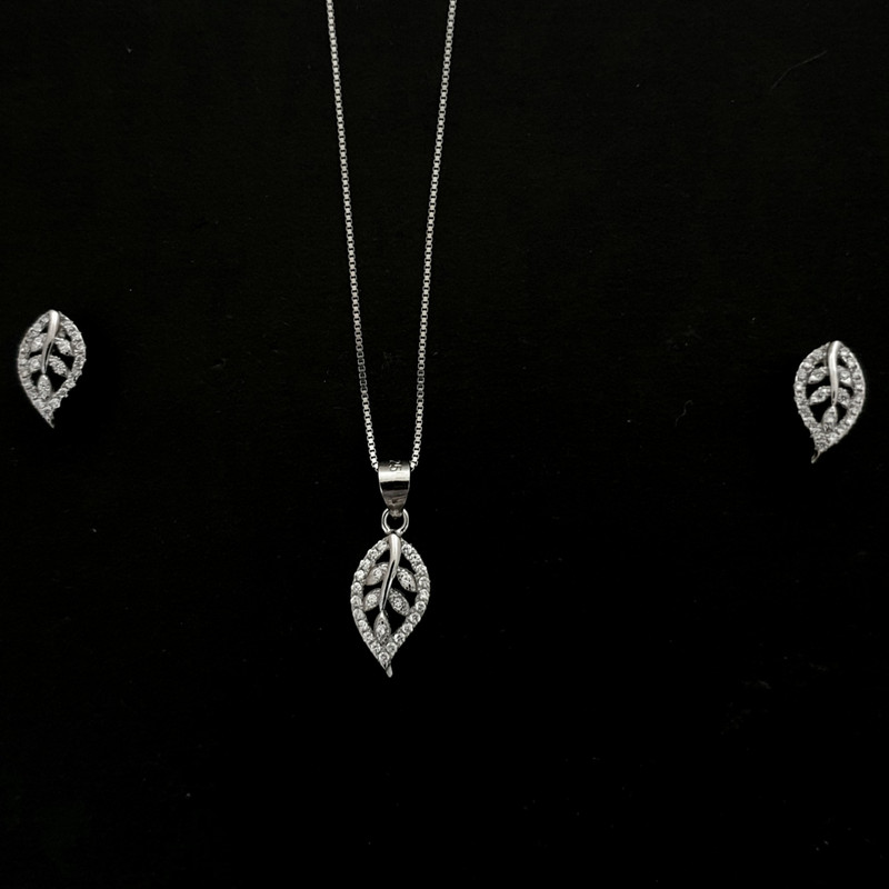 نیم ست نقره زنانه مدل برگ کد A366