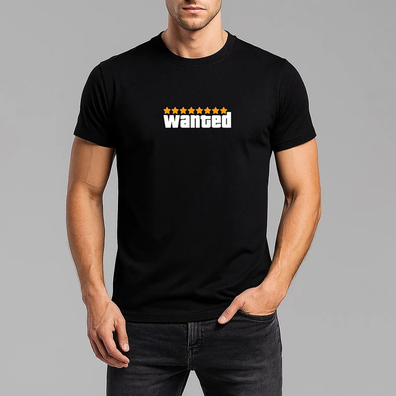 تی شرت آستین کوتاه مردانه مدل Wanted کد b038