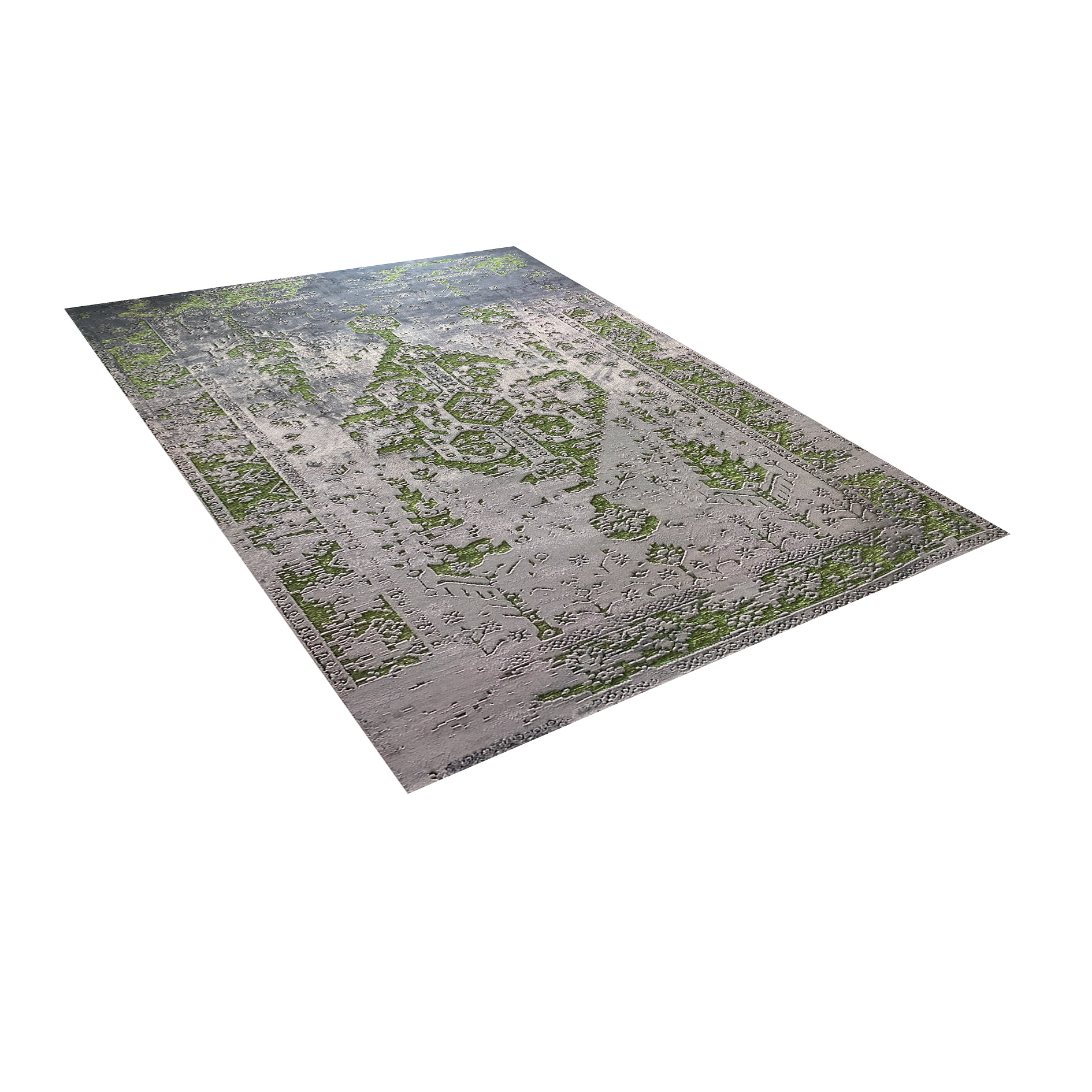 فرش ماشینی زانیس مدل فانتزی طرح عشایر زمینه طوسی