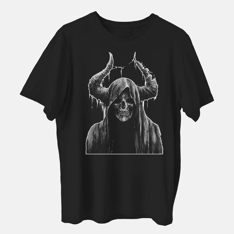 تی شرت آستین کوتاه مردانه مدل اشباح اسکلتی شاخ دار کد z304