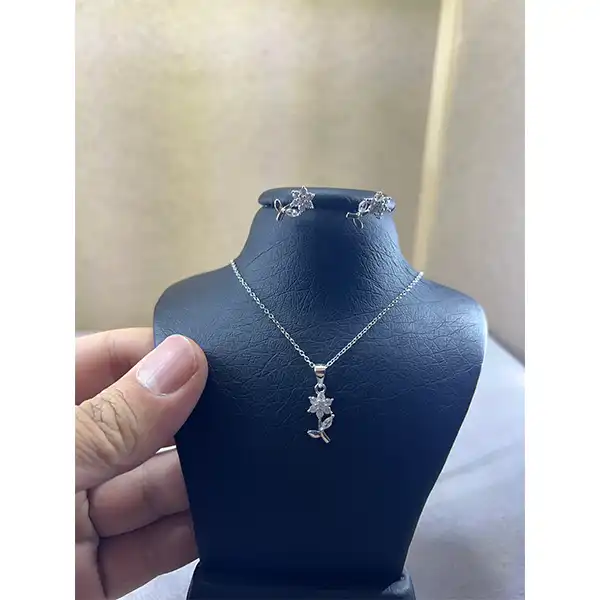 نیم ست نقره زنانه مدل گل ظریف کد 21458456