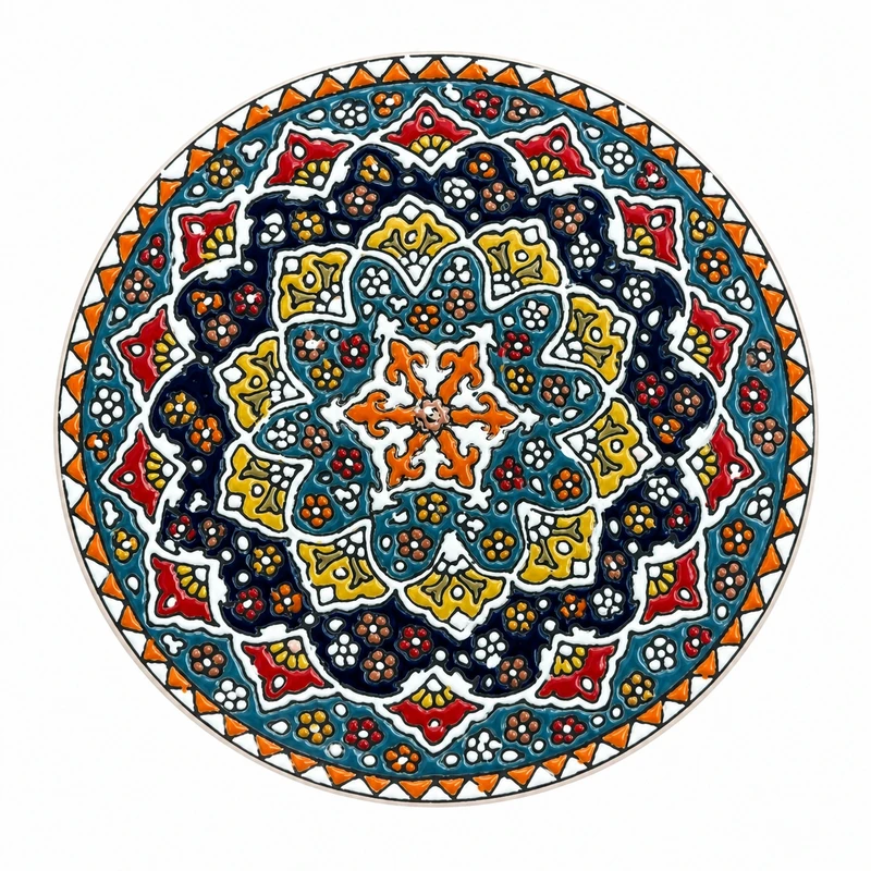 بشقاب میناکاری سفالی مدل دلسا