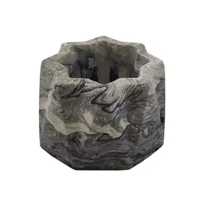 گلدان سنگی طرح  16 ضلعی رگه دار کد R-230