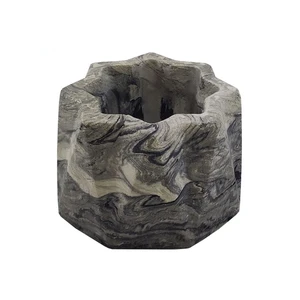 گلدان سنگی طرح  16 ضلعی رگه دار کد R-230
