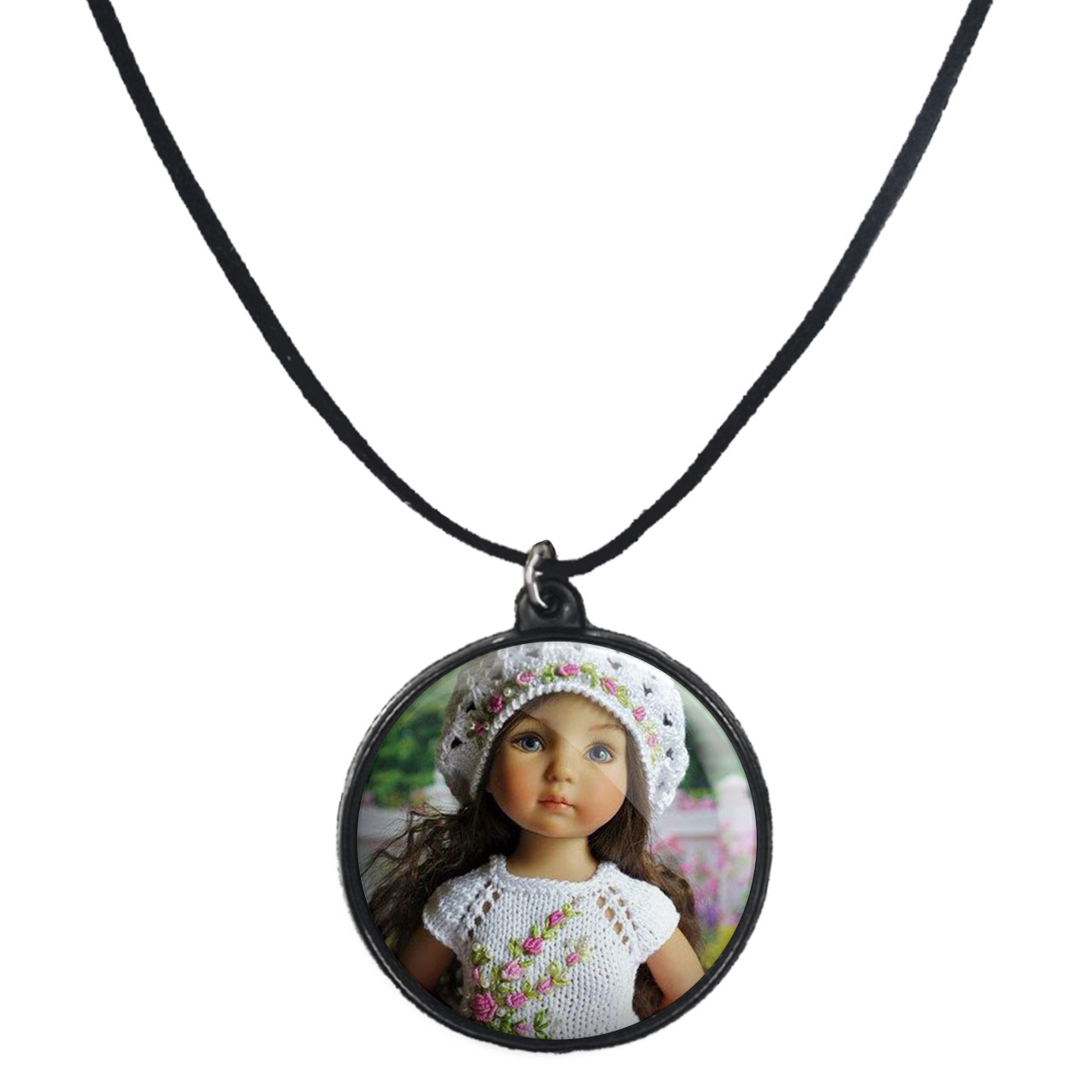 گردنبند پرمانه طرح عروسک زیبا کد pmb.339 مدل دو طرفه