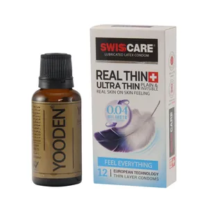 کاندوم سوئیس کر مدل Ultrathin بسته 12 عددی به همراه روغن یودن کد01 حجم 30 میلی لیتر