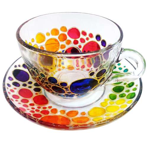 ست فنجان و نعلبکی 12 پارچه طرح دایره کد 01