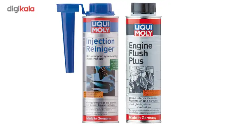 مکمل روغن موتور لیکومولی مدل Engine flush plus حجم 300 میلی لیتر به همراه تمیز کننده سیستم سوخت خودرو