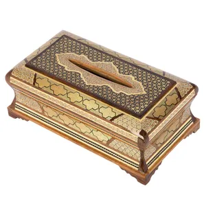 جعبه دستمال کاغذی خاتم کاری گالری گوهران مدل آذرین کد 655