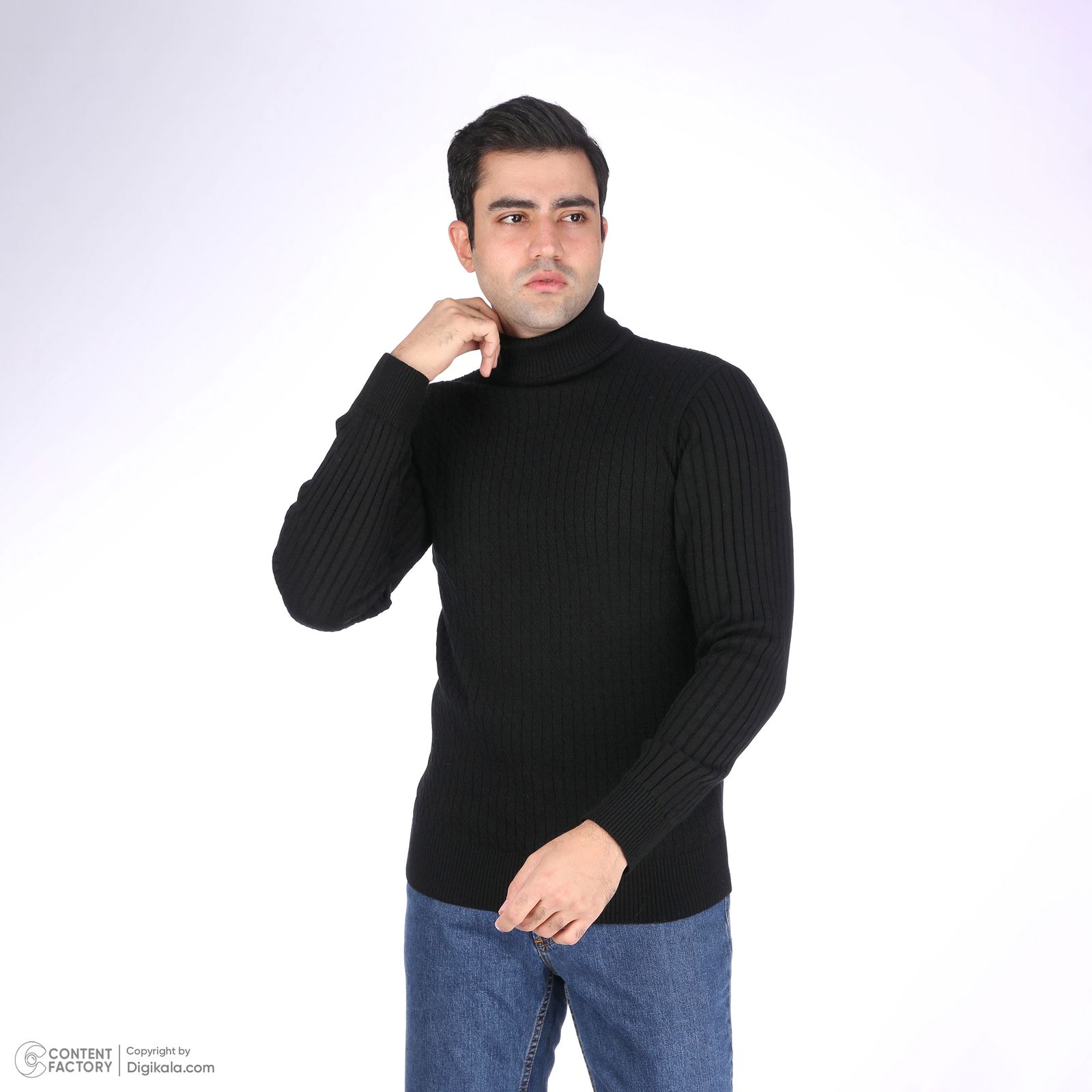 پلیور یقه اسکی مردانه تریکو پاییزان مدل PE800 رنگ مشکی -  - 2