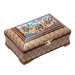 جعبه خاتم کاری چیتساز کد dkh29 طرح شکارگاه مجموعه سه عددی