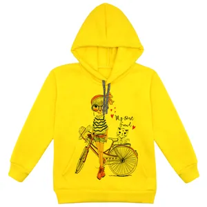 هودی دخترانه مدل دختر دوچرخه F123 رنگ زرد