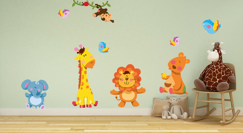 استیکر دیواری ژیوار طرح حیوانات خوشحال