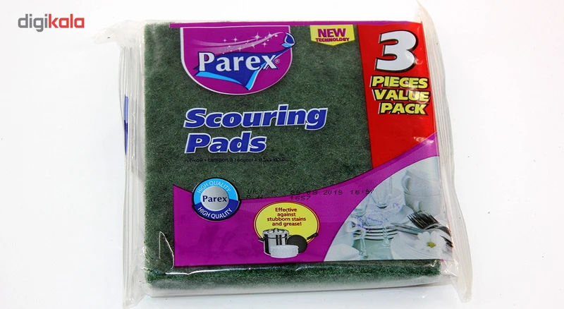 عکس شماره 3 : اسکاچ پاک کننده سطوح سخت پرکس مدل scouring pads بسته 6 عددی