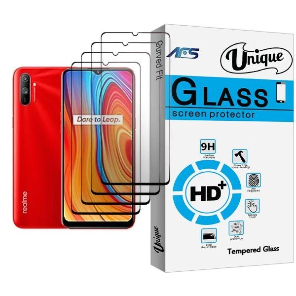 محافظ صفحه نمایش ای اف اس مدل Unique Glass MIX004 مناسب برای گوشی موبایل ریلمی C3 بسته چهار عددی