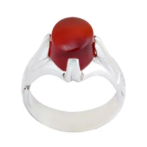 انگشتر نقره مردانه  بازرگانی میلادی مدل عقیق سرخ رکاب کد AM_2657