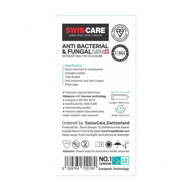 کاندوم سوئیس کر مدل ANTI BACTERIAL بسته 12 عددی کاندوم سوئیس کر مدل ANTI BACTERIAL بسته 12 عددی