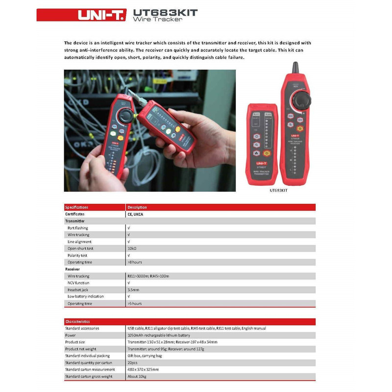 تستر کابل یونی-تی مدل UT683KIT