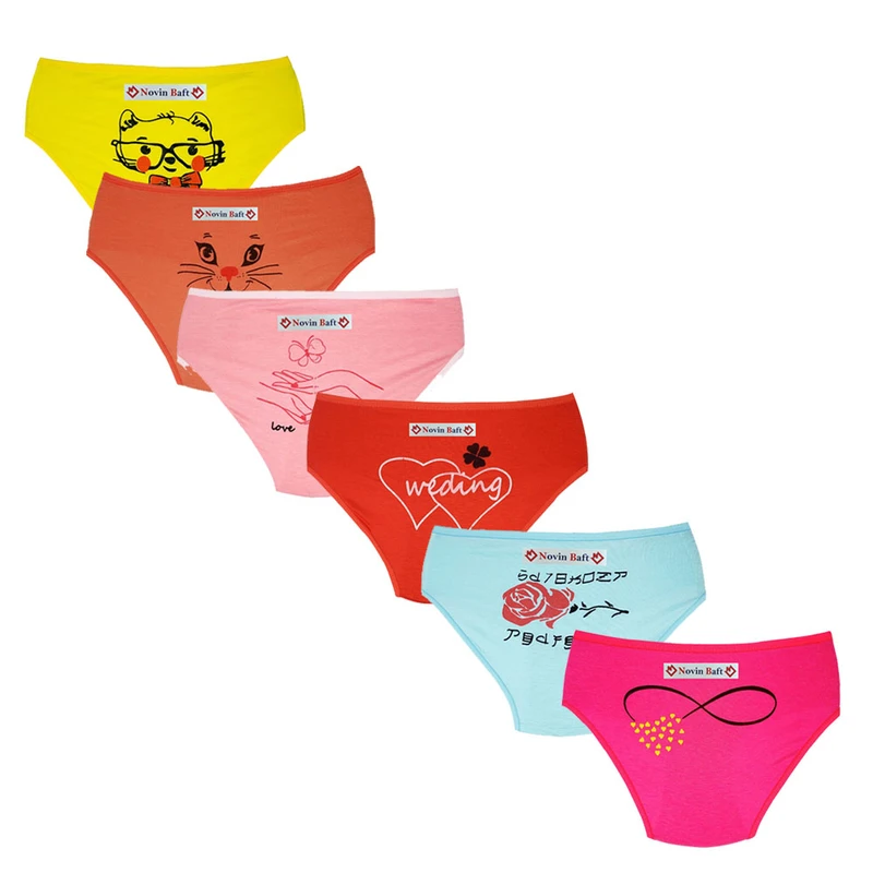 شورت زنانه مدل پشت چاپ نوین بافت NP6 بسته 6 عددی