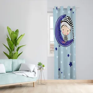 پرده مدل ماه و پسر مخمل پانچی کد 4083 سایز 140x280 سانتی متر